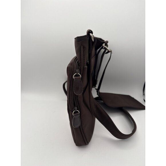 Brown Nylon Crossbody Bag With Adjustable Strap & Detachable Pouch - Picture 2 of 5